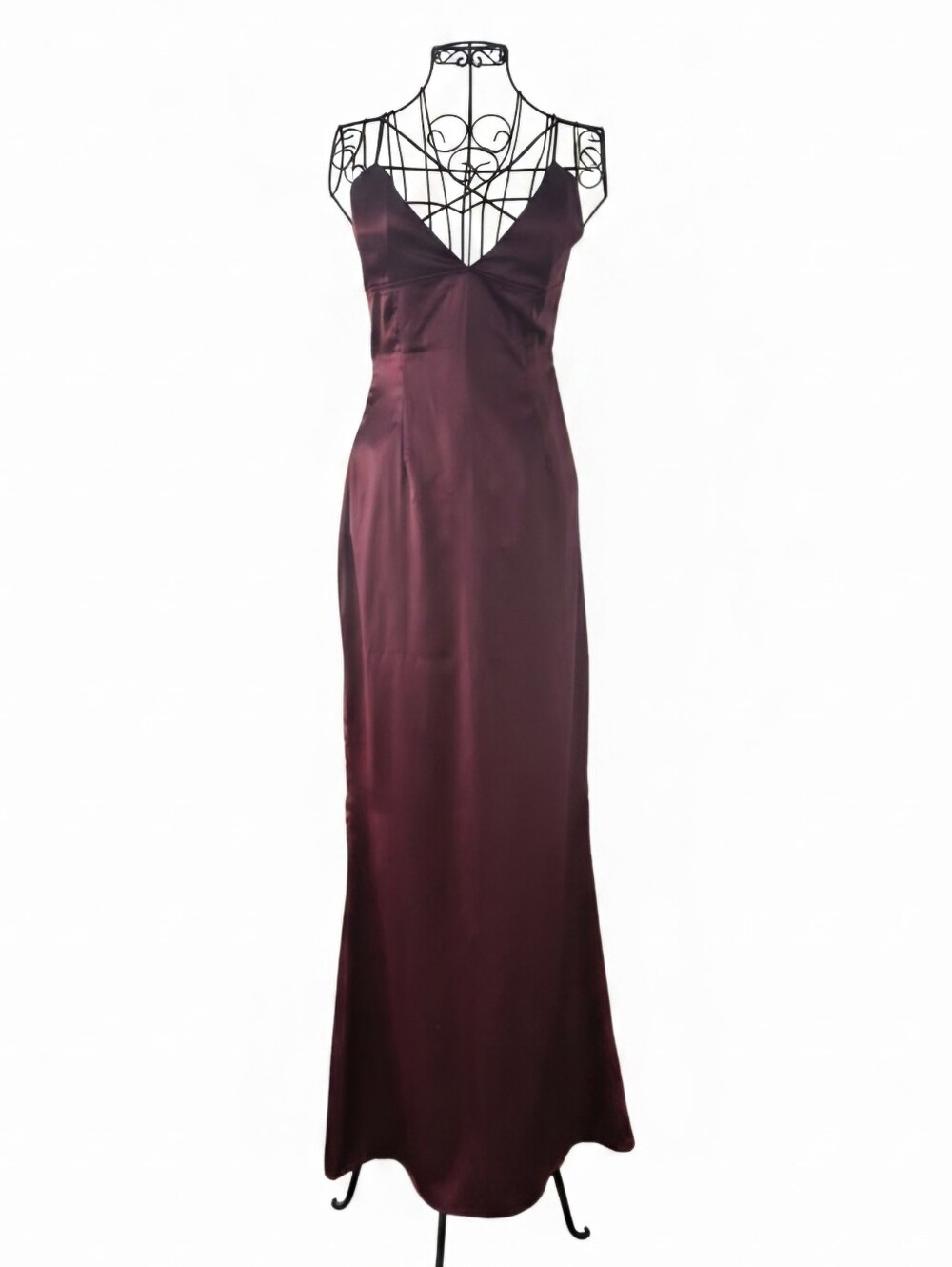 PrettyLittleThing Burgundy Satin Slip Maxi Dress